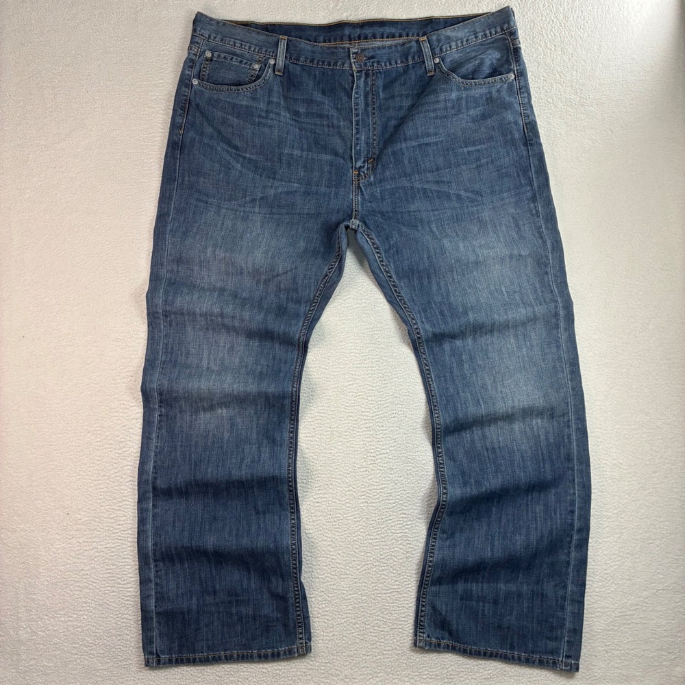 Levis 527 Bootcut Jeans Mens 44x32 Blue Whiskered Cowboy Western Casual Faded